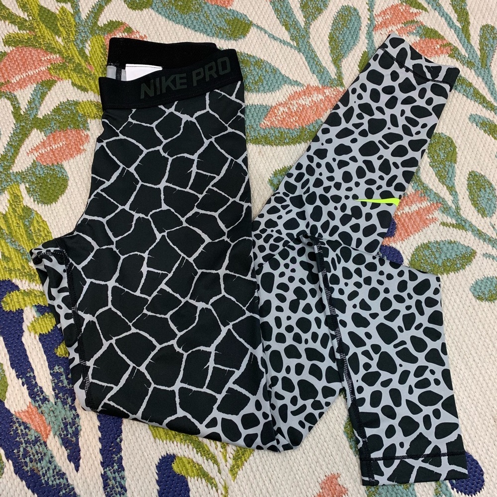 Nike Pro Black and Gray Full Length Leggings
